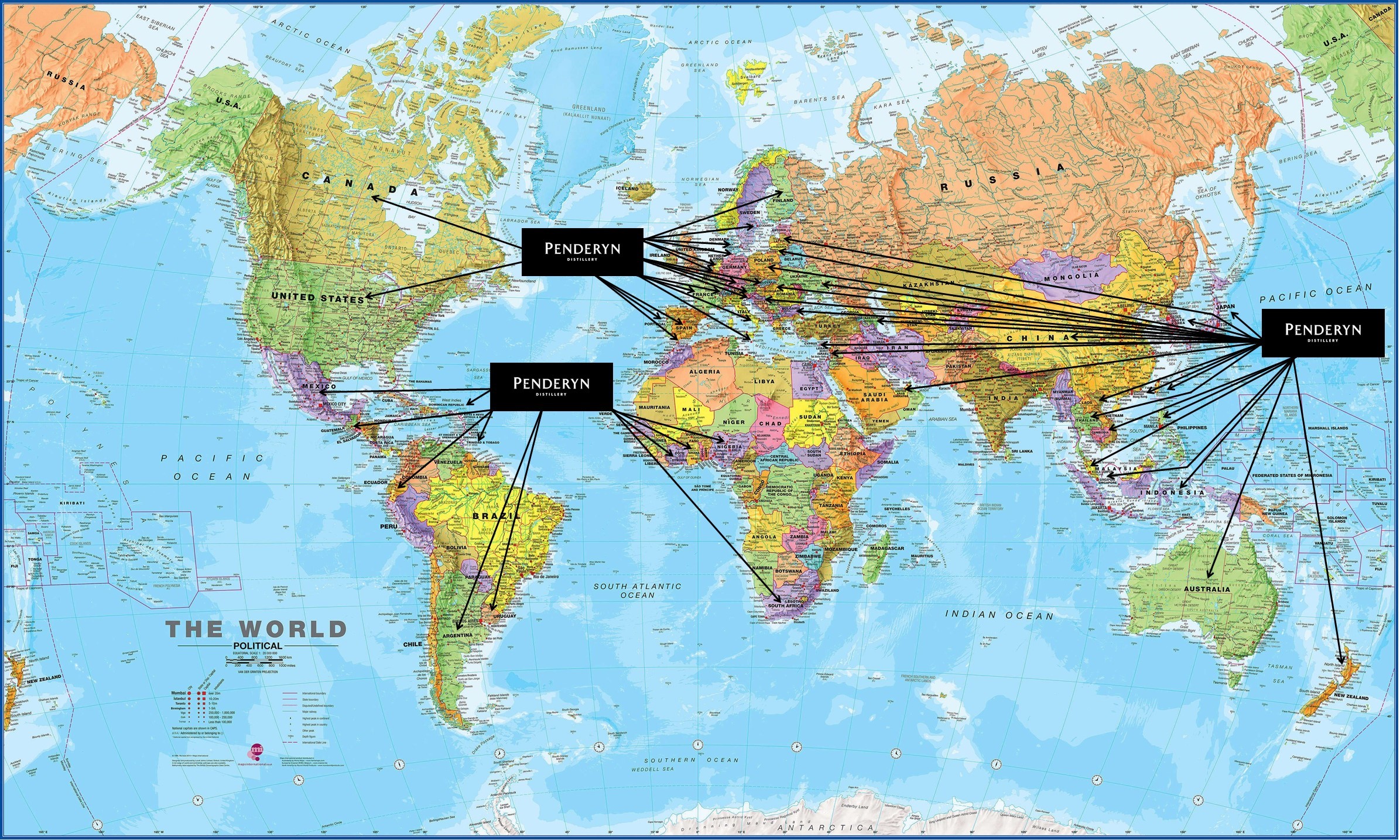 Penderyn Export Map May 2022